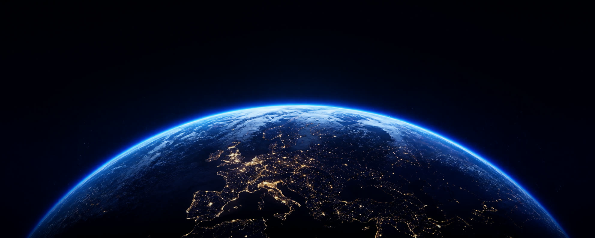 Earth at night showing connected destinations