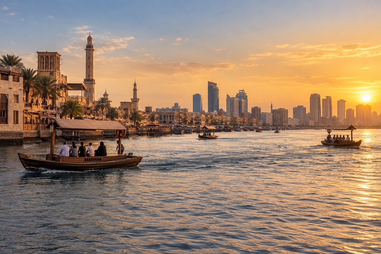 View across Dubai skyline and waterfront
